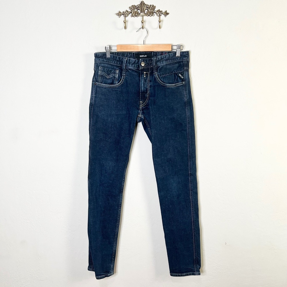 Replay Jeans Anbass Mens Size 31 Dark Wash Slim‎ Fit Denim Pants M914.000.87B 07